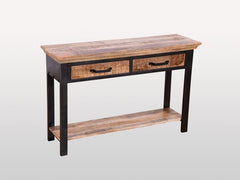 Industrial Solid Wood 2 Drawer Study Desk