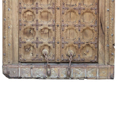 Antique Hand Carved Decorative Reclaimed Wood Door On Stand 14