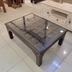 Indian Hand Carved Brass Work Solid Wood Coffee Table C22