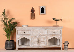 Kalah Hand Carved Solid Wooden Sideboard Buffet 80x160x40cm KLA0152  -  