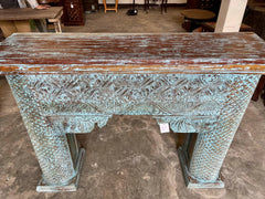 Antique Indian Hand Carved Solid Wood Console Hall Table