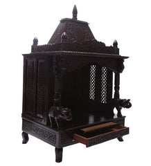 Medium Sized Handmade Sheesham Wood Home Temple In Brown