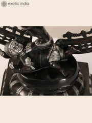 Indian Lord Nataraja Shiva Black and Silver Brass Statue