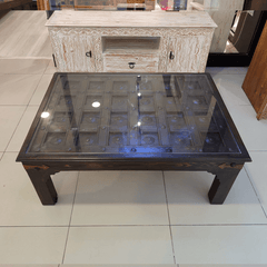 Indian Hand Carved Brass Work Solid Wood Coffee Table C22