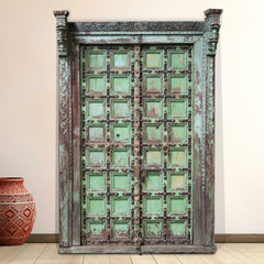Indian Vintage Antique Hand Carved Solid Wood Door 15