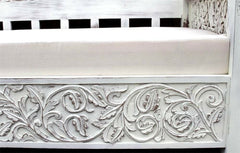 Mughal Garden Hand Carved Rustic Floral Daybed White