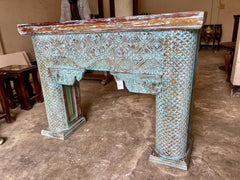Antique Indian Hand Carved Solid Wood Console Hall Table