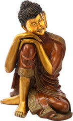Indian Brass Tibetan Buddhist Buddha In Brass Statue