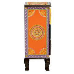 Pandora Hand Painted Indian Solid Wood 3 Drawer Bedside Table Multicolour