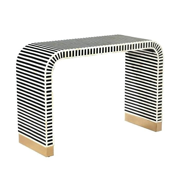 Maaya Bone inlay Black White Striped Console Hall Table