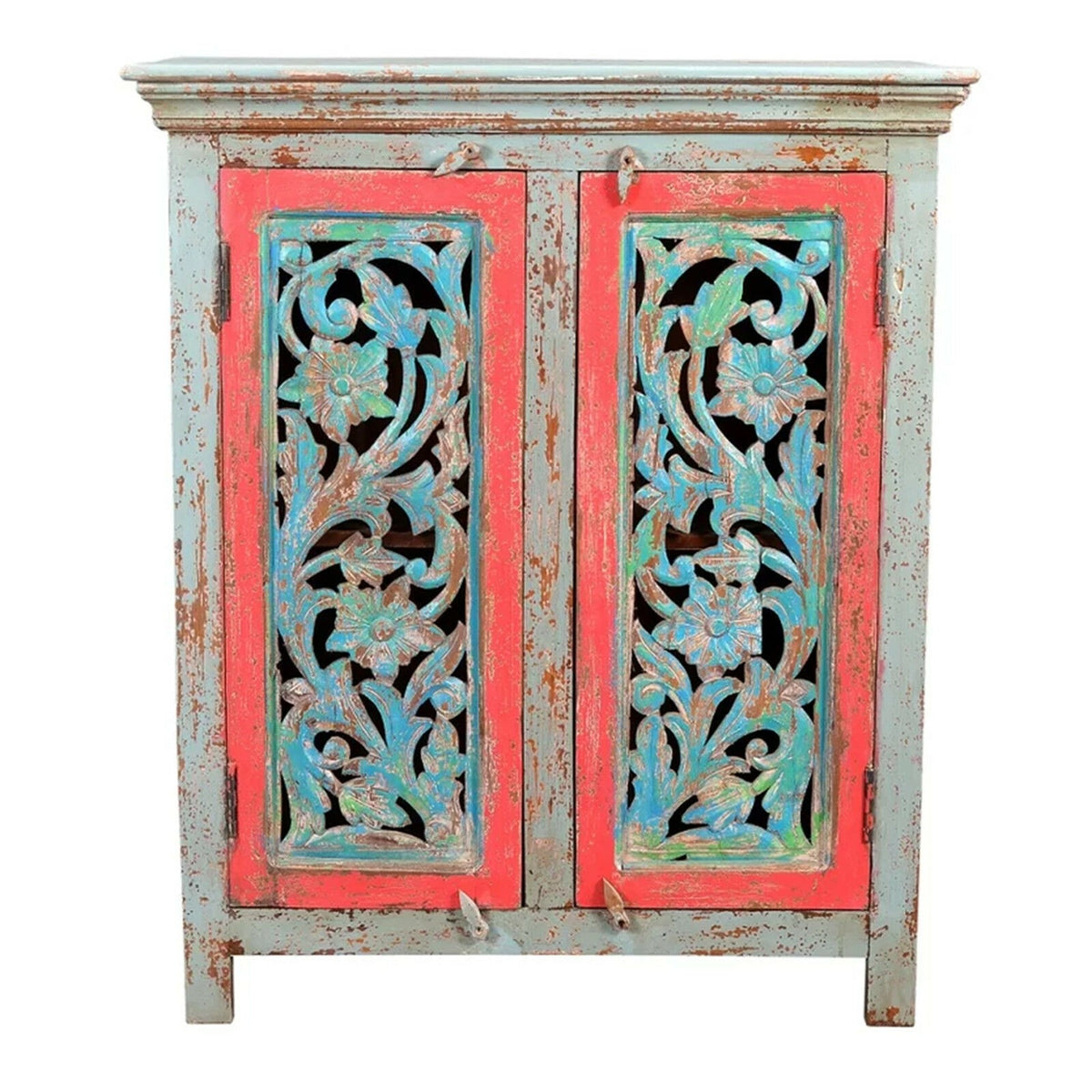 Jali Carved Indian Solid wood Multi coloured Sideboard