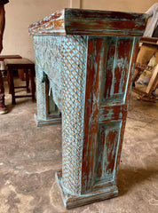 Antique Indian Hand Carved Solid Wood Console Hall Table