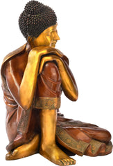 Indian Brass Tibetan Buddhist Buddha In Brass Statue