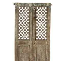 Indian Vintage Antique Hand Carved Reclaimed Wood Jali Door Panel 91