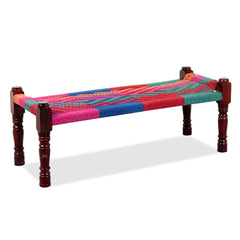 Indian Solid Wood Handmade Rajasthani Charpai Bench Khat Manjhi Woven Charpai Daybed