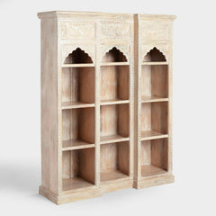 Mehrab Indian Carved bookshelf Arch Window Antique style Jharokha book display shelf B15  -  