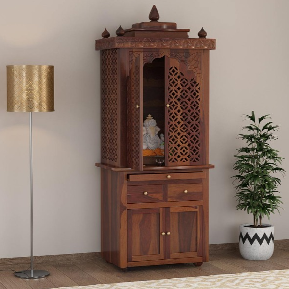 Handmade Home Decor Sheesham Wood Home Temple in Brown Finish