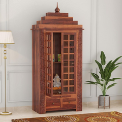 Handmade Home Decor Sheesham Wood Home Temple in Honey Finish