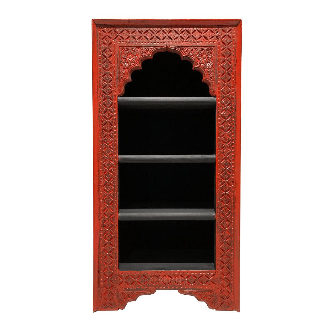 Mehrab Indian Hand Carved Solid Wood Bookshelf B31