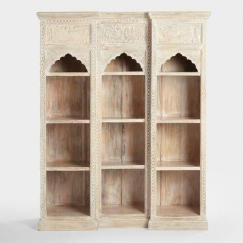 Mehrab Indian Carved bookshelf Arch Window Antique style Jharokha book display shelf B15  -  