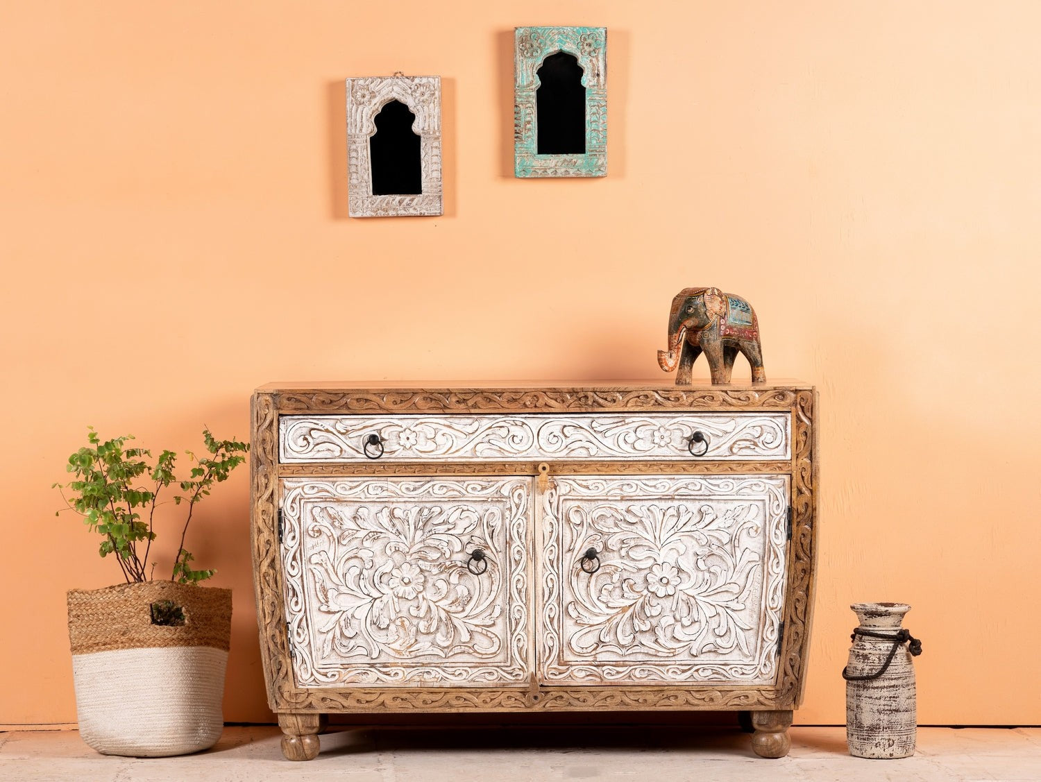 Kalah Hand Carved Solid Wooden Sideboard Buffet 76x114x40cm KLA0153  -  