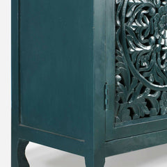 Jali Carved Solid wood 2 Door Sideboard TEAL