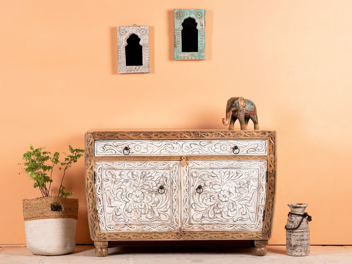 Kalah Hand Carved Solid Wooden Sideboard Buffet 76x114x40cm KLA0153  -  