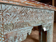 Antique Indian Hand Carved Solid Wood Console Hall Table