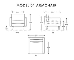 The Gileteen Wooden Cussions Sofa Arm Chair for Living Room