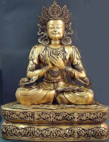 Indian Brass Tibetan Buddhist Buddha In Brass Statue