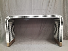 Maaya Bone inlay Black White Striped Console Hall Table