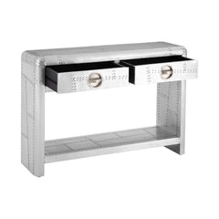 Aviator Aluminium Aviation rivet detail unusual Aviator Silver Console Table