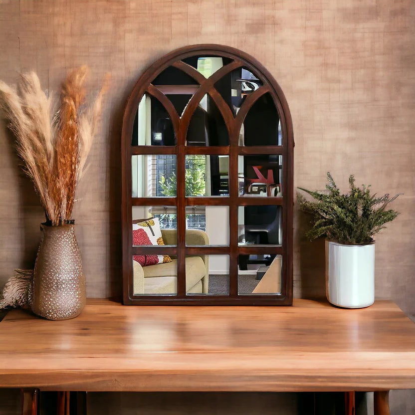 Hand Carved Solid Wooden Arch Mirror Frame 41