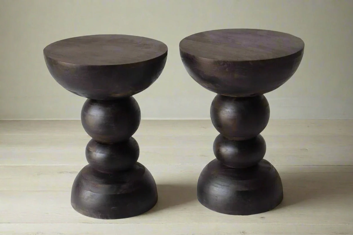 Indian Hand Carved Reclaimed Wood Side Table 10