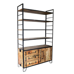 Earth Industrial metal and wood Solid Mango Wood Bookshelf B36
