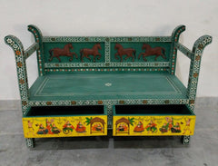 Avani Indian Hand Painted Solid Wood Daybed D8