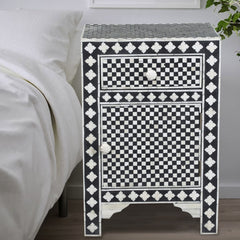 Bone Inlay Star Geometrical pattern Bedside Table 69
