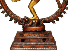Indian Lord Nataraja Golden and Brown Hues Brass Statue