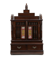 Medium Sized Handmade Sheesham Wood Home Temple In Brown