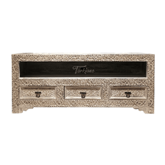 Indian Hand Carved Solid Wooden TV Unit 02