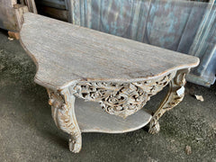French Arched Hand Carved Indian Solid Wood Console Hall Table