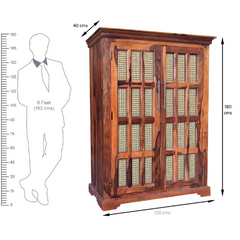 The Attic Cane Thakat Solid Wood Wardrobe Large Honey