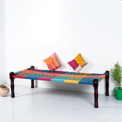 Indian Solid Wood Handmade Rajasthani Charpai Khat Manjhi Woven Charpai Daybed