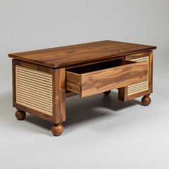 Rattan Elegance Series Solid Wood Rattan Cane Work Coffee Table C110