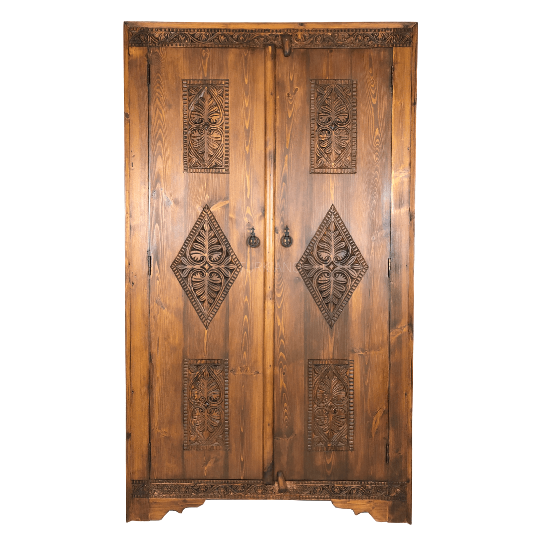 Indian Hand Carved Solid Wooden Cupboard Wardrobe D41