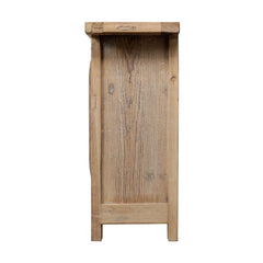 Indian Hand Carved 2 Door Solid Wood Cabinet Natural