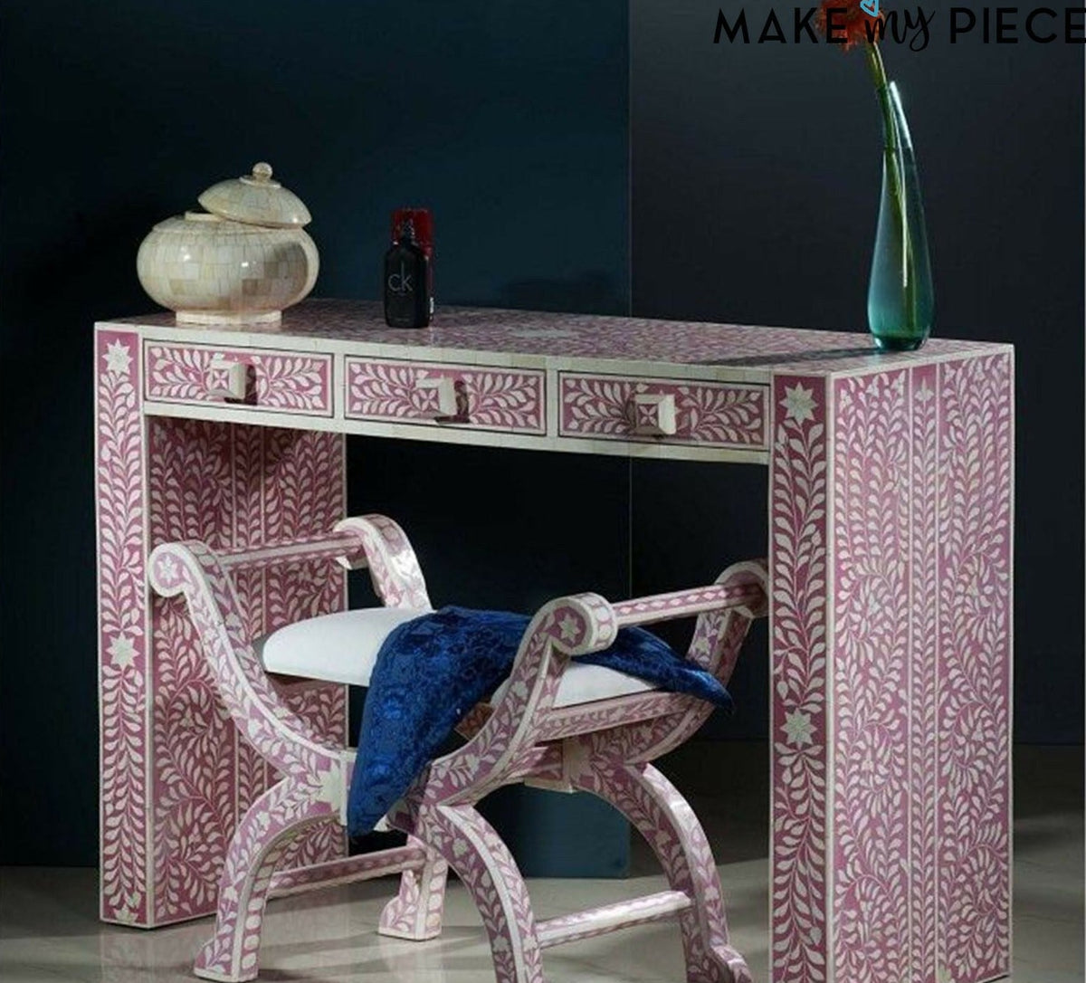 MAAYA Bone Inlay wooden 3 Drawers Hall Table Desk