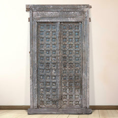 Indian Vintage Antique Hand Carved Reclaimed Wood Door 16