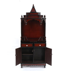 Large Sized Handmade Solid Wood Home Temple In Brown