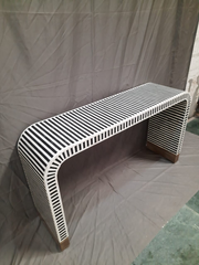 Maaya Bone inlay Black White Striped Console Hall Table